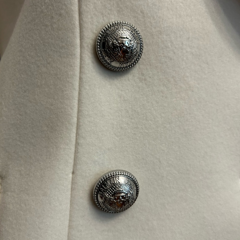 BALMAIN White Double-Breasted Wool Coat, size FR38 (US8) - Picture 4 of 12